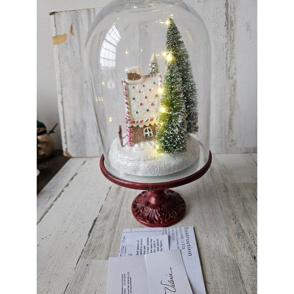 Valerie holiday scenes gingerbread house dome illuminated Xmas decor unique vint - Picture 3 of 10